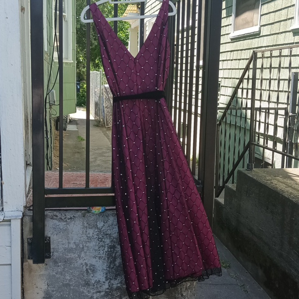 Adrianna Papell evening pink 3D sequin beaded embellished  maxi dress Vtg - Picture 3 of 4